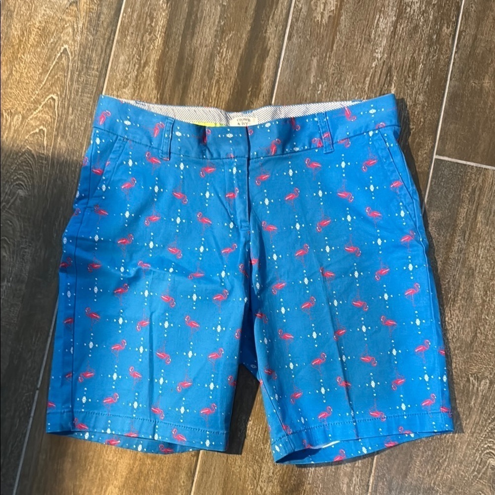 crown & ivy Blue Flamingo Print Women's Shorts